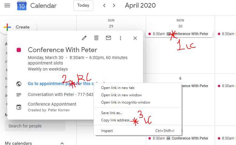 creating appointment slots in google calendar